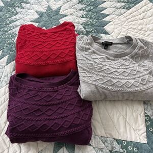 Talbots Crew Neck Sweaters - Red, Gray, Purple